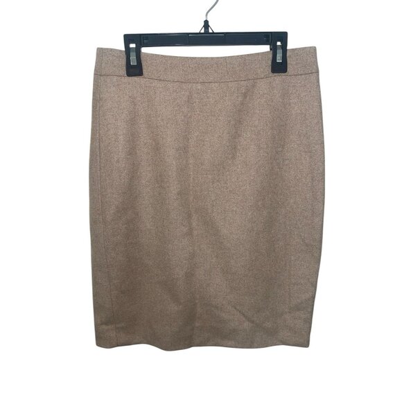 J CREW Women's Size 0 Pencil Skirt in Double-Serge Wool Blend Beige/Tan - Picture 1 of 11